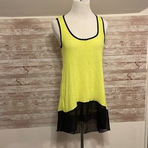 Sweater with chiffon trim high low tank